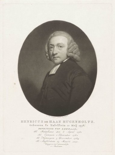 Portrait of the minister Henricus de Haan Hugenholtz