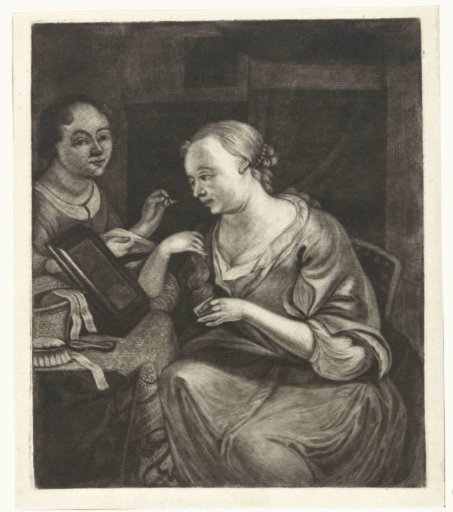 Two women at a mirror