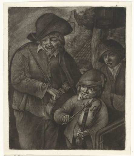 A lyre player and a violin player