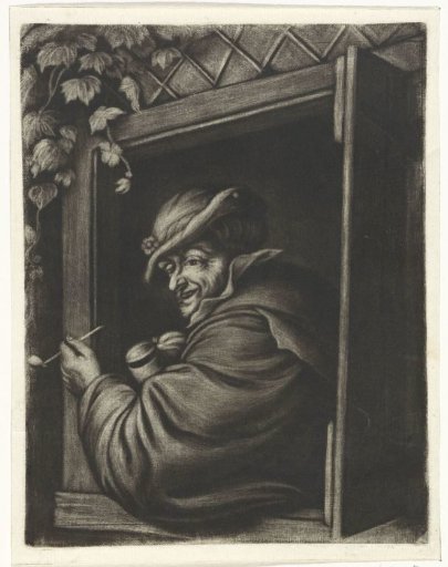 Smoker in front of an open window