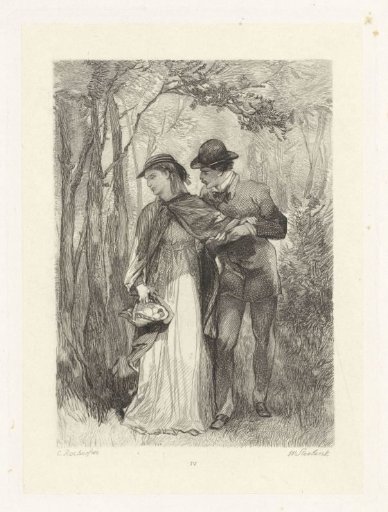 Couple walking in the woods