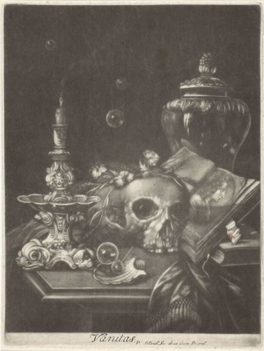 Vanitas Still Life with a Skull and Soap Bubbles
