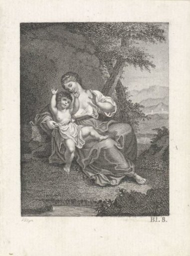 Woman with child in a landscape