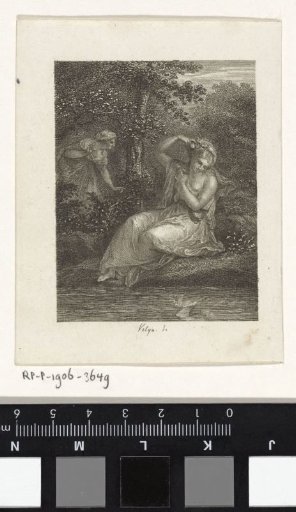 Woman by a brook and a woman among the trees
