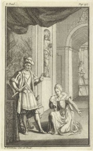 Woman Kneels Before a Distinguished Gentleman