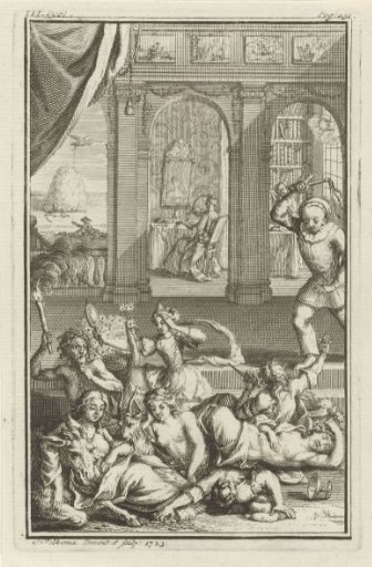 Figures driven together with a whip