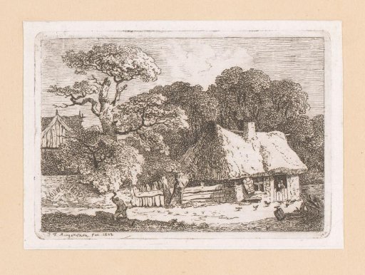 Village view with woodcutter