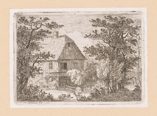 View of a country house with sheep