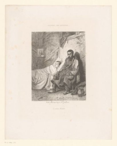 Man on a chair next to a sleeping child