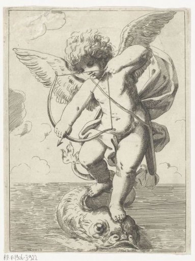 Cupid rides a dolphin