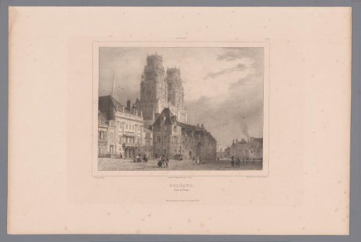 View of the Place de l'Étape and the cathedral Sainte-Croix at Orléans