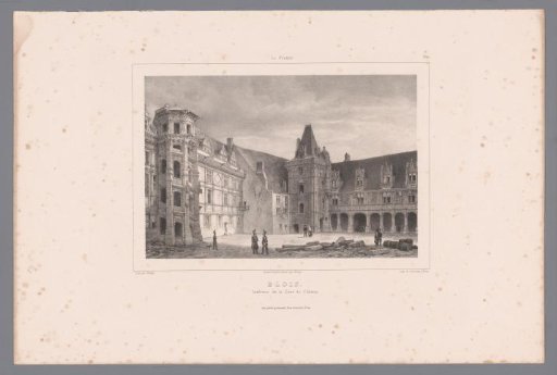 View of the courtyard of the castle of Blois with the spiral staircase