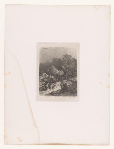 Fisherman by a Waterfall, a House in the Background