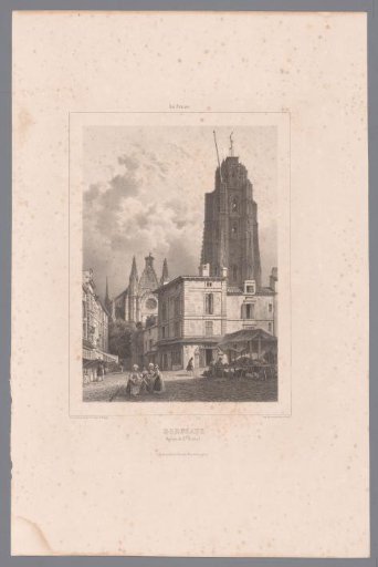 View of the tower and the Basilica of Saint-Michel in Bordeaux