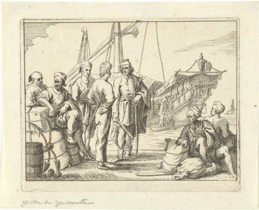 Muslim Galley Slaves and Sailors on a Quay