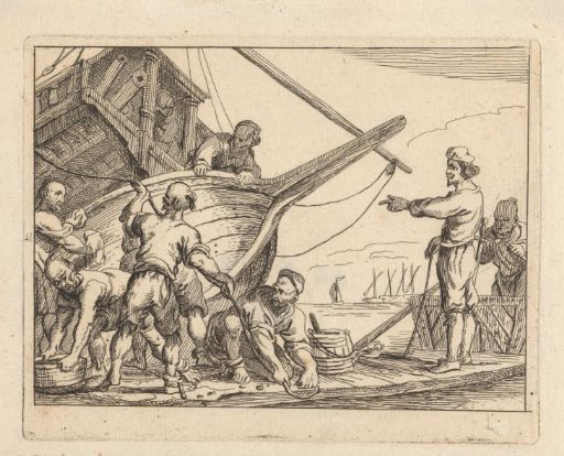 Muslim Galley Slaves Preparing a Galley for Dry Dock
