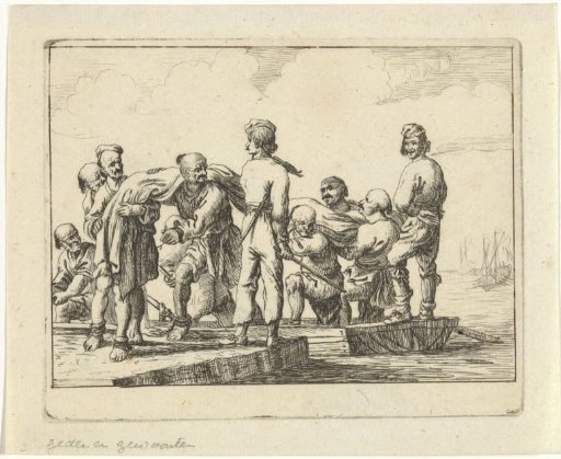 Muslim Galley Slaves Carrying a Sail