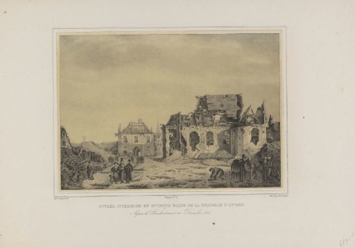 Gate and church in the Citadel of Antwerp, 1832