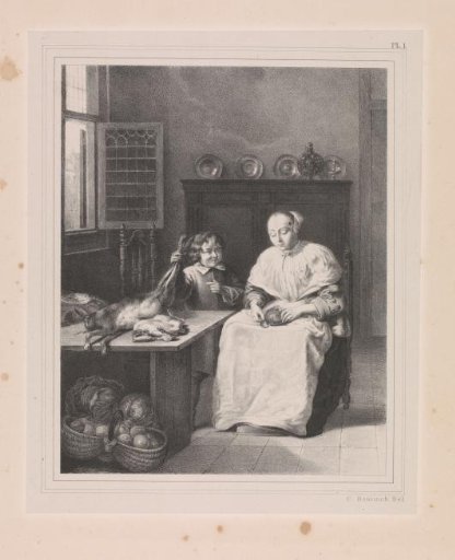 Woman and boy at a table with game