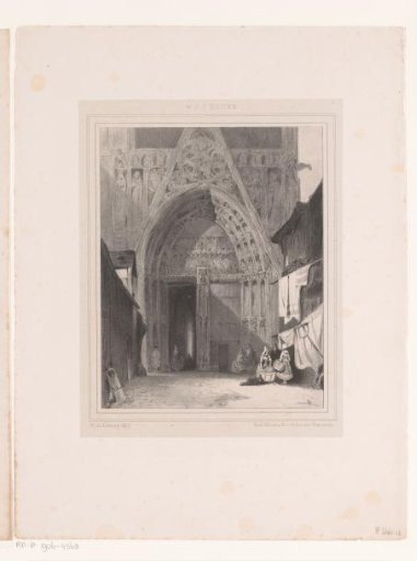 People before the church portal