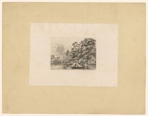 Landscape with fishermen by the riverbank