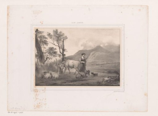 Woman with a Spinning Wheel and Animals