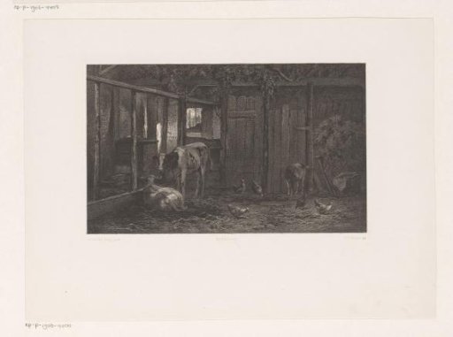 Stable with Cows, Chickens, and a Pig