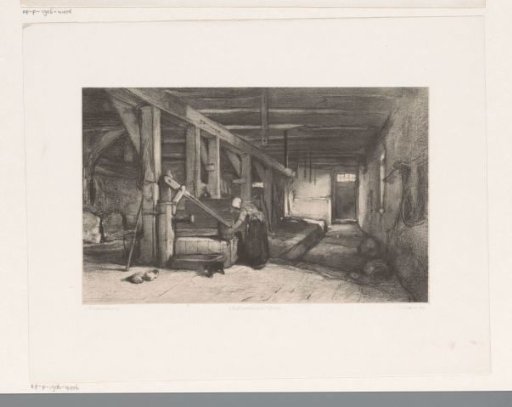 Stable Interior with Woman at Water Pump