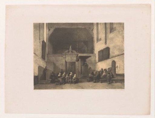 Church interior with figures