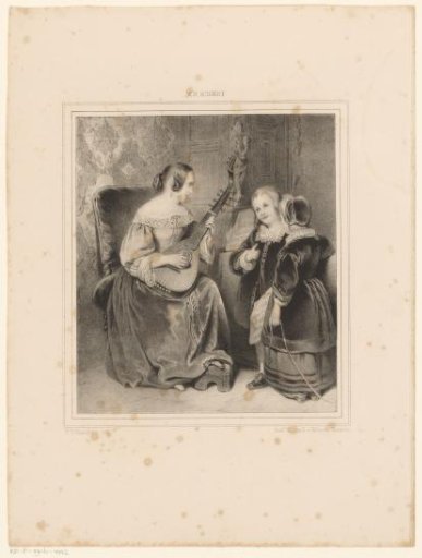 Two children making music with a woman