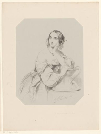 Woman leaning on a jug