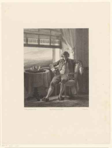 Man with a book at an open window