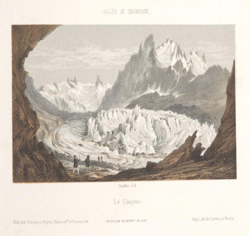 View of the Mer-de-Glace glacier near Les Bois and Les Tines