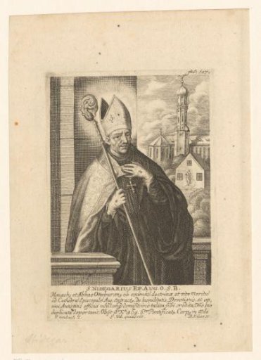 Saint Nidegarius with staff