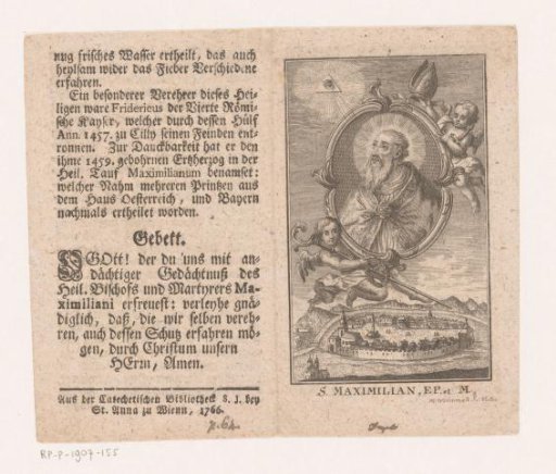 Portrait of Saint Maximilian of Celeia Carried by Angels