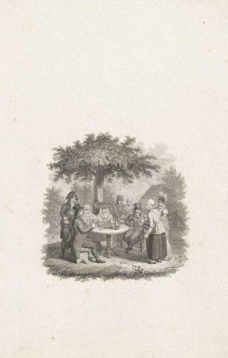 Company around a table under a tree