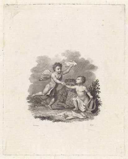 Two putti by the Dutch Lion
