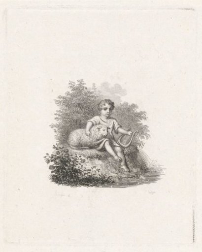 Child with a sheep and a lyre