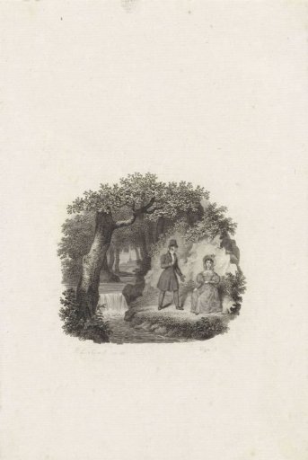 Couple in a Forest by a Waterfall