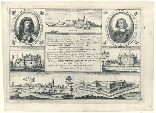 Title print for a series of twelve prints of fortresses captured by the French and Münster troops, 1672