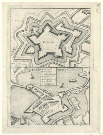 Maps of the fortresses of Boertange and Zwartsluis, captured by the French or Münsterites in 1672