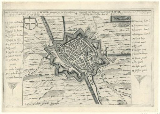 Map of Zwolle, captured by the Bishop of Münster in 1672
