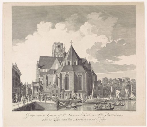 View of the Great or Saint Laurens Church in Rotterdam