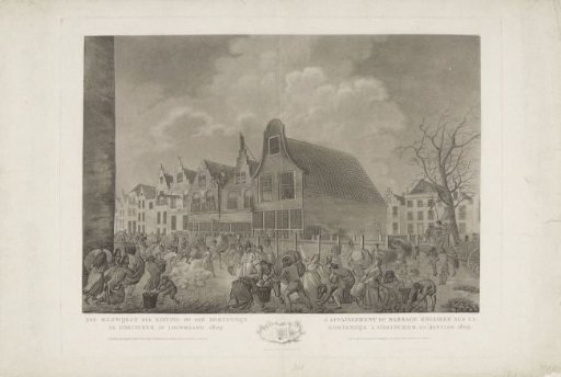 The Sinking of the Kisting on the Kortendijk in Gorinchem, in February 1809 / L'Affaissement du Barrage Encaisse (...)