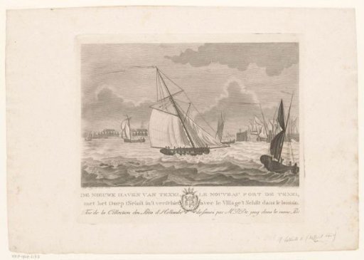 Harbour of Texel with the village of Oudeschild