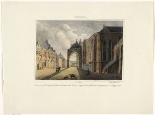 View of the St. Stevens Church and the Latin School in Nijmegen