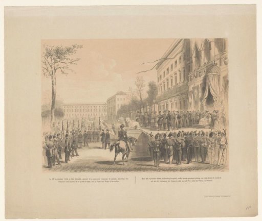 King Leopold distributing flags in Brussels on 23 September 1848