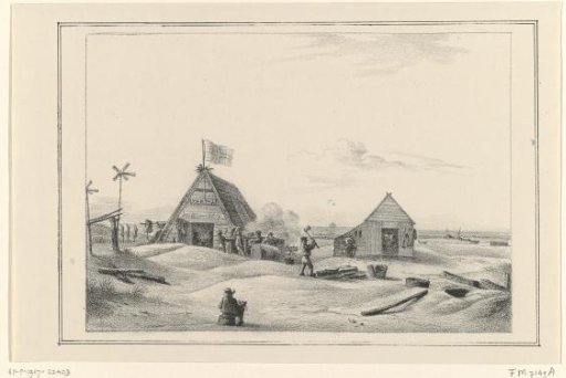 Cabins of the crew of the schooner Martha, stranded at Texel (front), 1848
