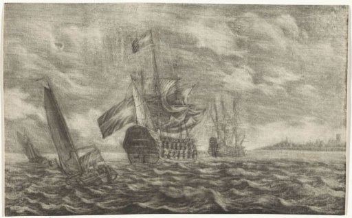 Seascape with sailing ships