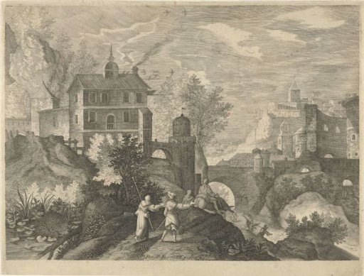 Landscape with stone bridge